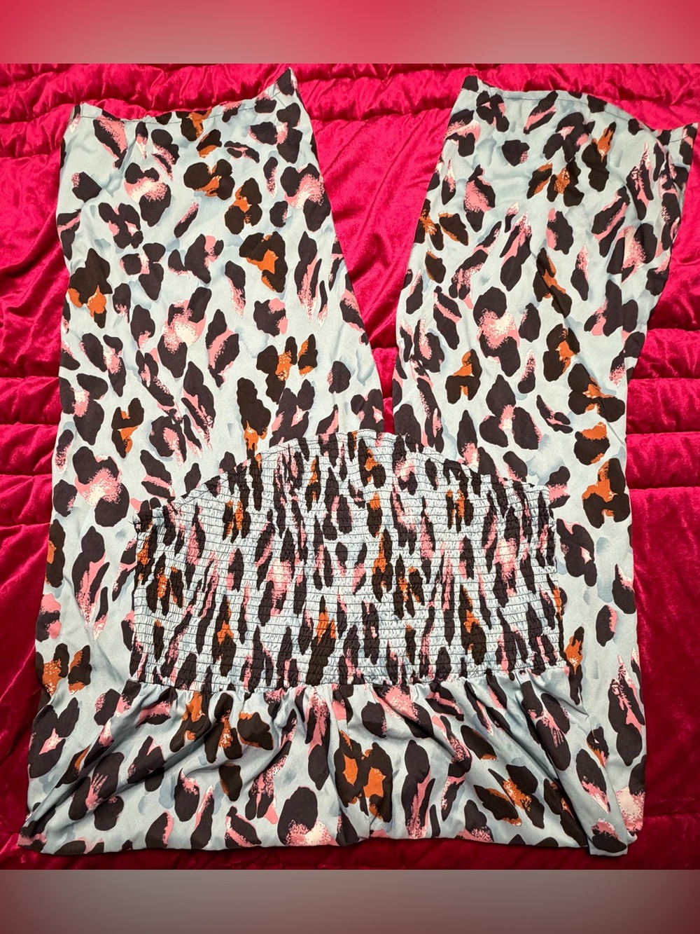 SHEIN curve strapless jumpsuit leopard print blue and pink 3XL